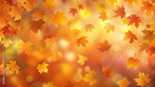 Autumn Leaves Blur: A background with blurred autumn leaves in various shades of orange and yellow, providing a seasonal feel.  © No