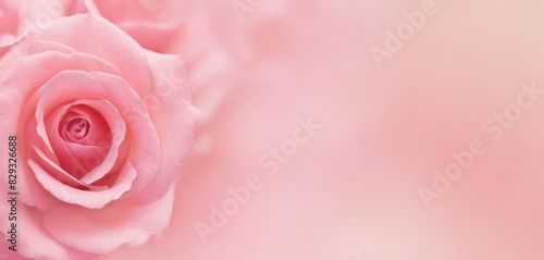 Bright Pink Roses in Blurry Light Effect. Clean modern background with beautiful roses for banners, posters, social media and wall decorations.