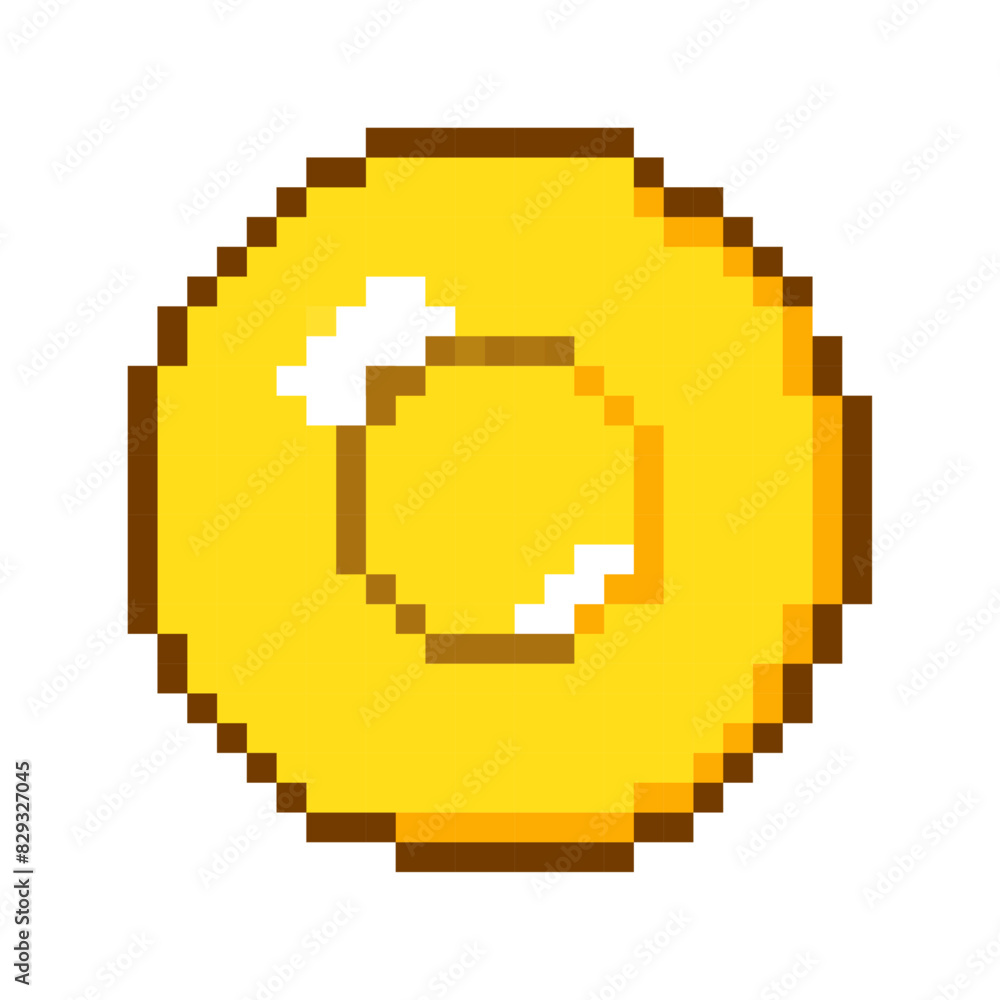 Pixel art golden coin icon Pixel art golden coin icon