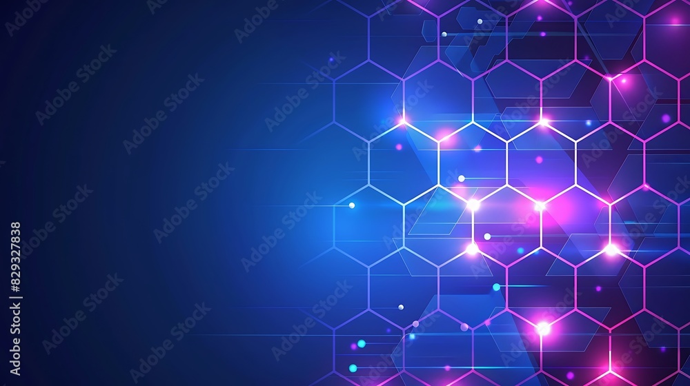 abstract background with hexagon pattern and glowing dots on blue purple color, vector illustration. Digital technology concept for banner design abstract background with hexagon pattern and glowing dots on blue purple color, vector illustration. Digital technology concept for banner design