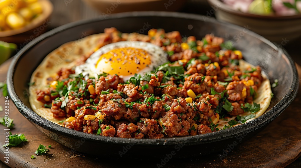 A plate of spicy chorizo and eggs, served with tortillas. A plate of spicy chorizo and eggs, served with tortillas.