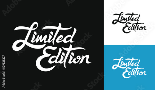 Limited Edition black and white typography. Hand drawn lettering calligraphy style. Isolated on white background. Vector Illustration