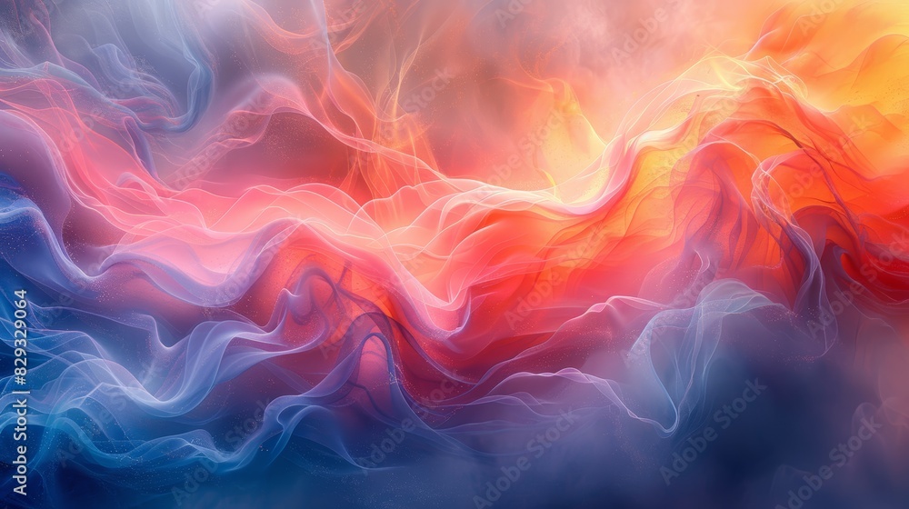 Vibrant abstract background with flowing colorful smoke-like patterns in red, blue, and orange hues, creating a dreamlike atmosphere. Vibrant abstract background with flowing colorful smoke-like patterns in red, blue, and orange hues, creating a dreamlike atmosphere.