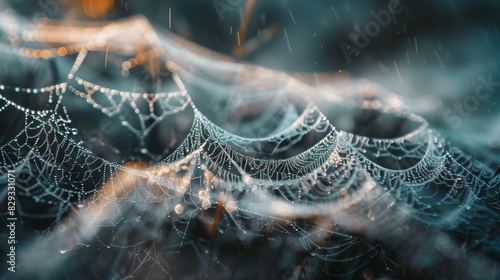 spider web with dew drops photo