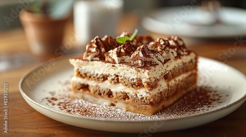 Wallpaper Mural A serving of rich tiramisu, dusted with cocoa powder. Torontodigital.ca