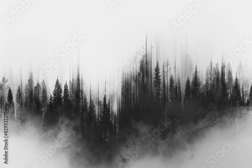 Minimalist black and white soft gradient of forest for background