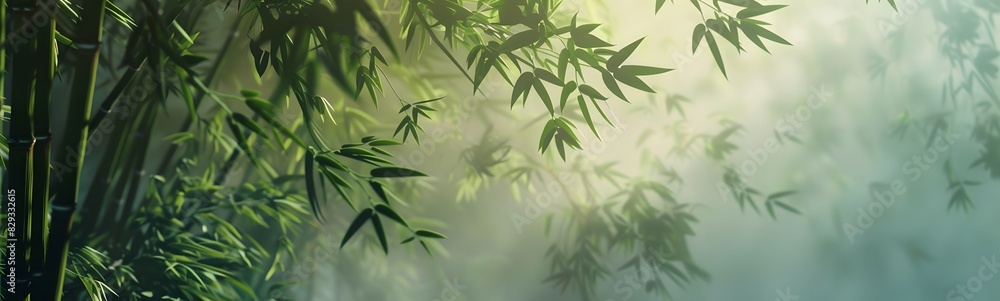 Green bamboo stems on blurred background Green bamboo stems on blurred background