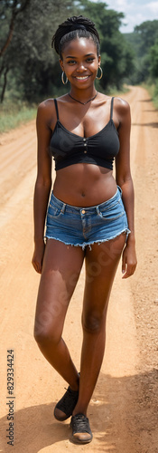 African woman, summer walk,...