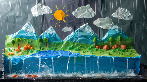 A school science project on the water cycle. photo