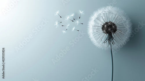 Wallpaper Mural Dandelion Seeds Floating in Breeze Against Light Blue Background Torontodigital.ca