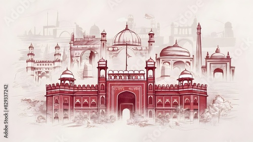 Iconic Delhi Skyline: Delicate Pencil Sketch Masterpiece photo