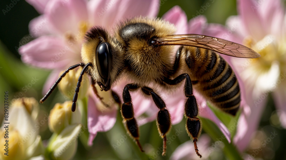The Bee's Journey Begin with a panoramic shot of a lush garden bathed in warm sunlight The Bee's Journey Begin with a panoramic shot of a lush garden bathed in warm sunlight