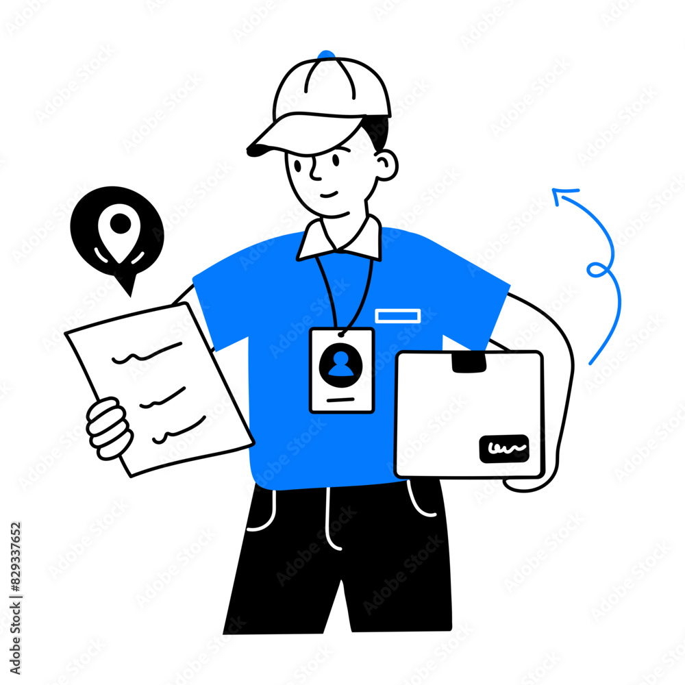 Here is a doodle mini illustration of delivery boy Here is a doodle mini illustration of delivery boy