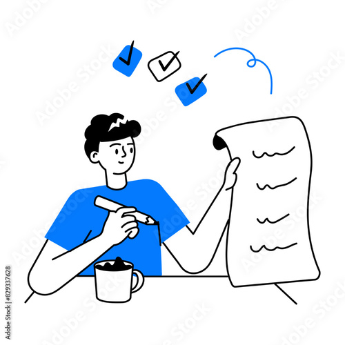 A customizable doodle mini illustration of shopping list 