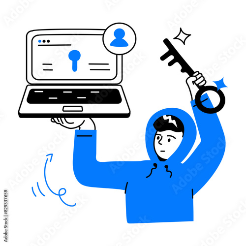 A handy doodle mini illustration of secure profile 