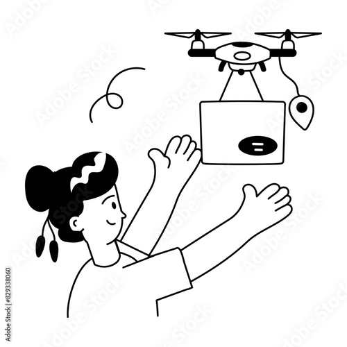Check this doodle mini illustration of drone delivery 