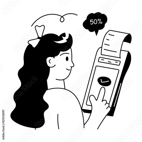 Trendy hand drawn mini illustration of successful payment 