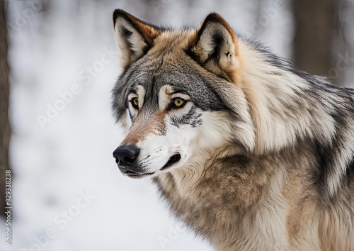 Portrait of a Grey Wolf  Canis lupus .
