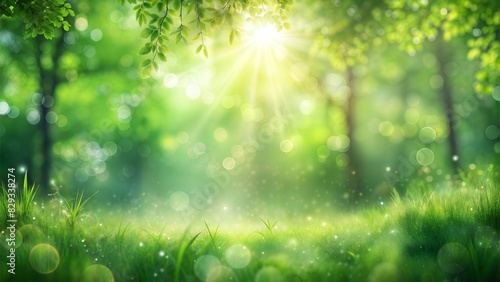 Nature Green Blur: A blurred background with shades of green, mimicking a natural forest or garden scene.  © No