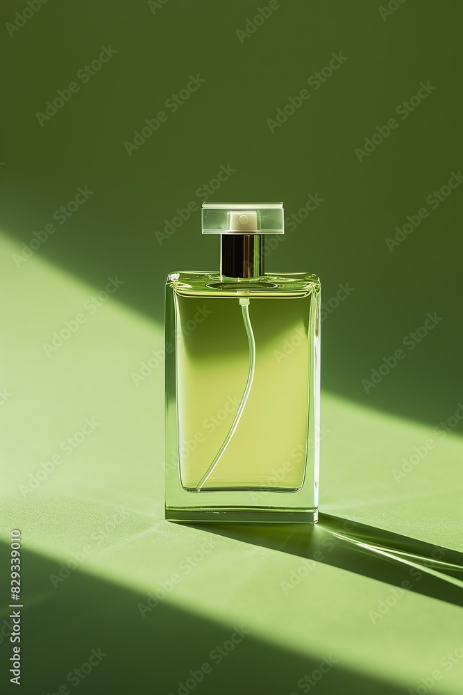 photograph, productive view, cylinder podium with perfume, solid cream background, mockup product, photograph, productive view, cylinder podium with perfume, solid cream background, mockup product,