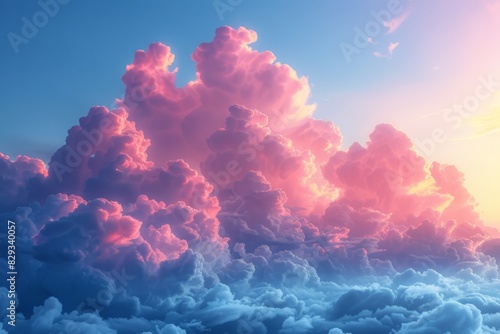 Beautiful sunset above the clouds. Dramatic sky.