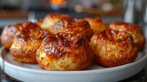 A serving of light and fluffy popovers, fresh from the oven.