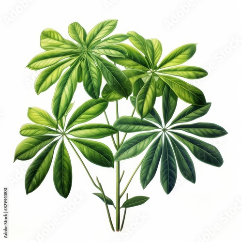 Photo of Tropical Leaves is Schefflera Leaf  Watercolor Clipart style   Isolated on white background
