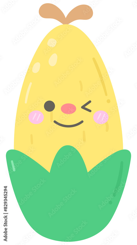 Kid hand drawn cute healthy food vegetables sweet corn Kid hand drawn cute healthy food vegetables sweet corn