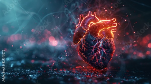 Concept of Health, Science and Modern Knowledge: Digital heart is shown in an abstract animation