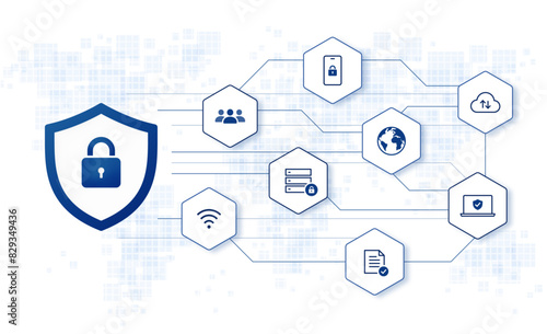 Data privacy and cyber security. editable stroke vector illustration