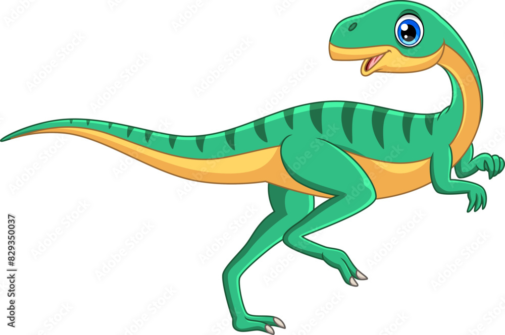 Fototapeta premium Happy Coelophysis Dinosaur Cartoon on white background