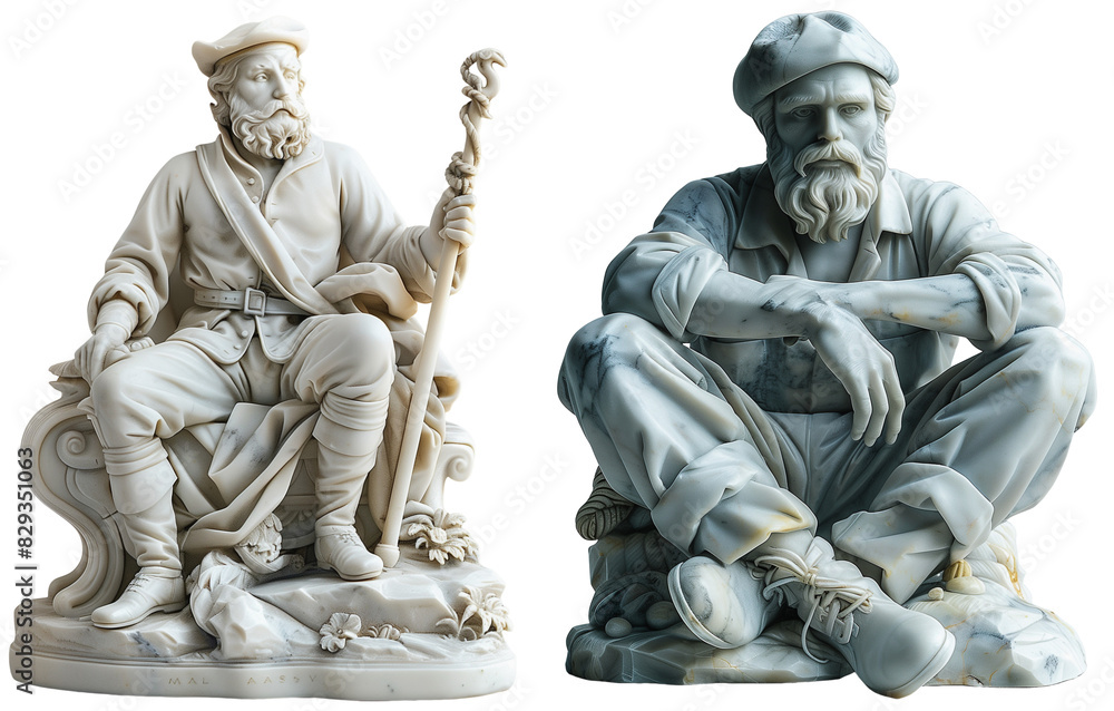 Marble figurines of old and young sailors Marble figurines of old and young sailors