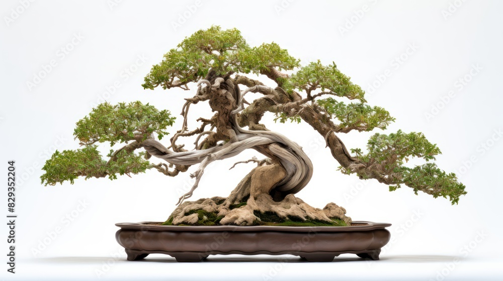 bonsai tree with intricate branches and leaves on a white background bonsai tree with intricate branches and leaves on a white background