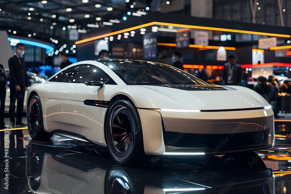 Sleek and Futuristic Electric Concept Car Showcased at Automotive Exhibition Sleek and Futuristic Electric Concept Car Showcased at Automotive Exhibition