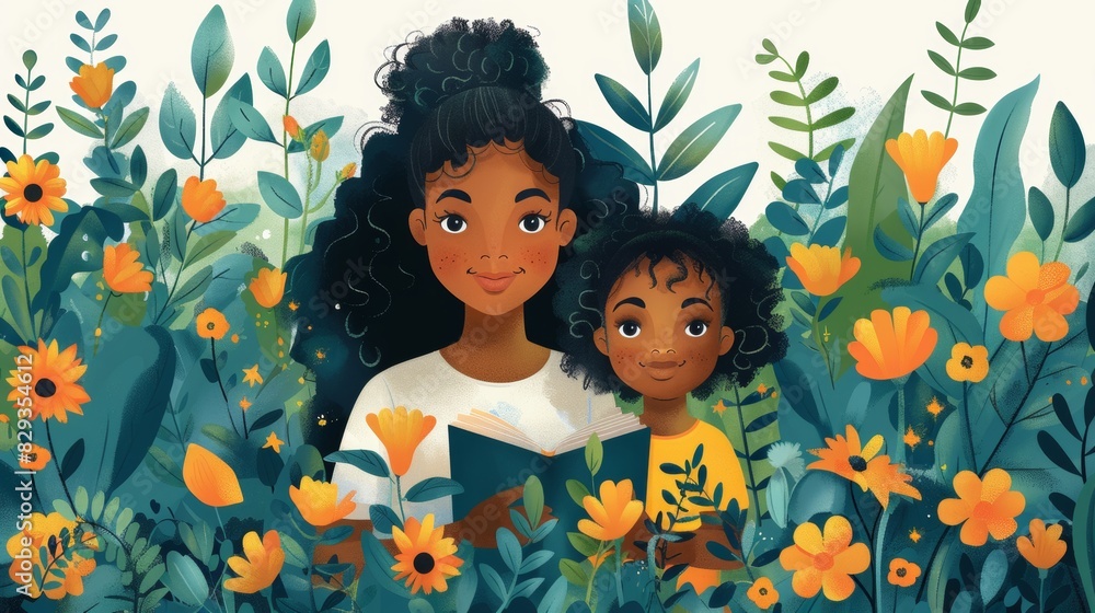 Illustrate icons featuring a volunteer teaching a child, symbolizing the Illustrate icons featuring a volunteer teaching a child, symbolizing the