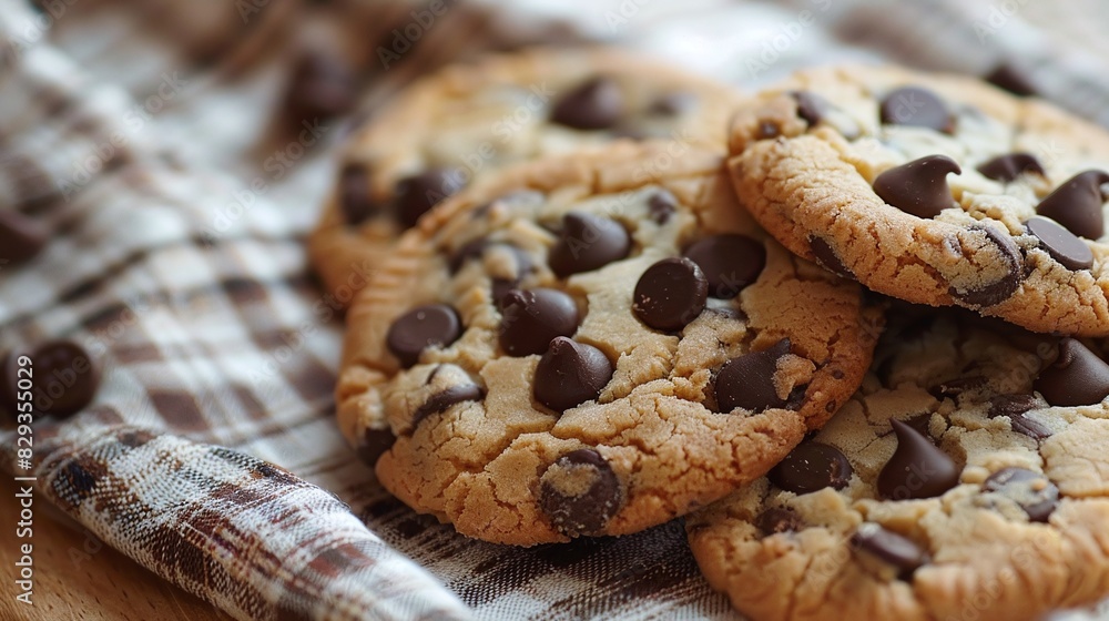 Chocolate cookies on wooden table. Chocolate chip cookies Chocolate cookies on wooden table. Chocolate chip cookies