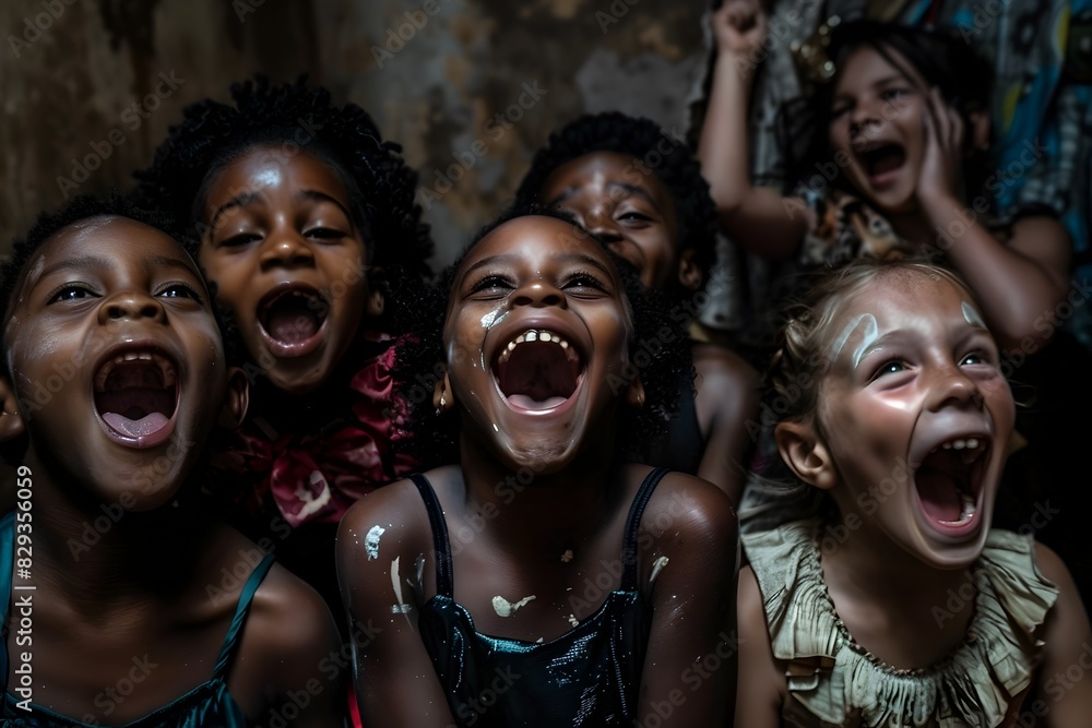 Diverse Children Laughing and Playing Together with Unbridled and Joy