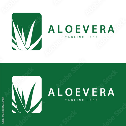 aloe vera logo cosmetic design simple green plant health symbol vector illustration