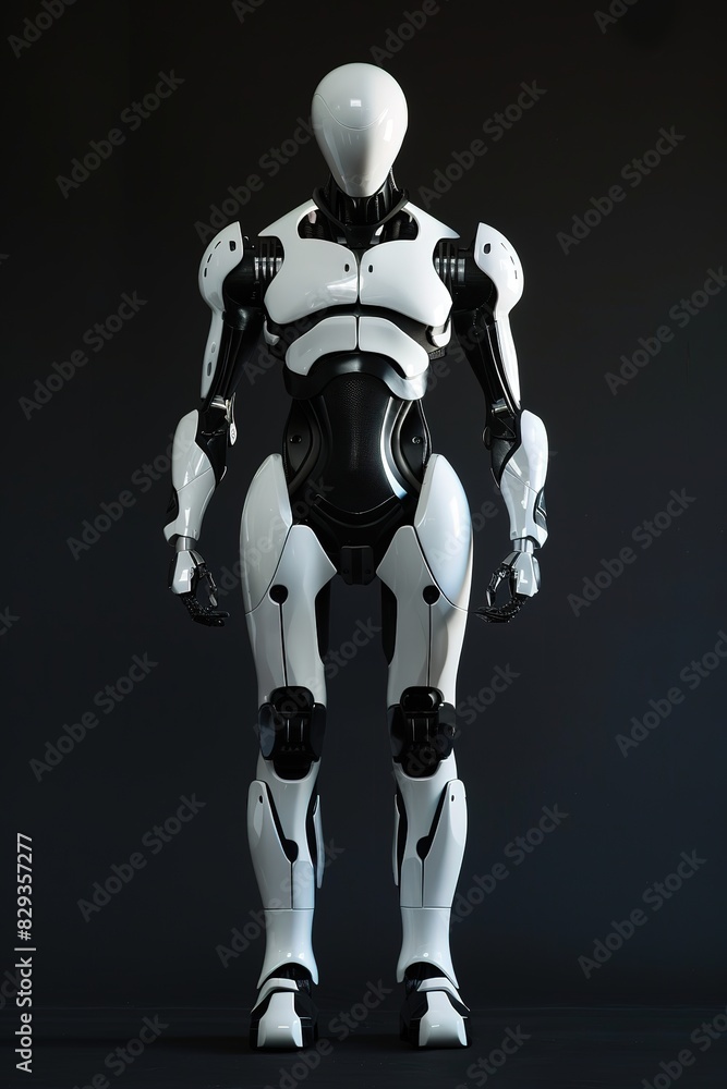 AI Humanoid Robot in Profile, Dark Background AI Humanoid Robot in Profile, Dark Background