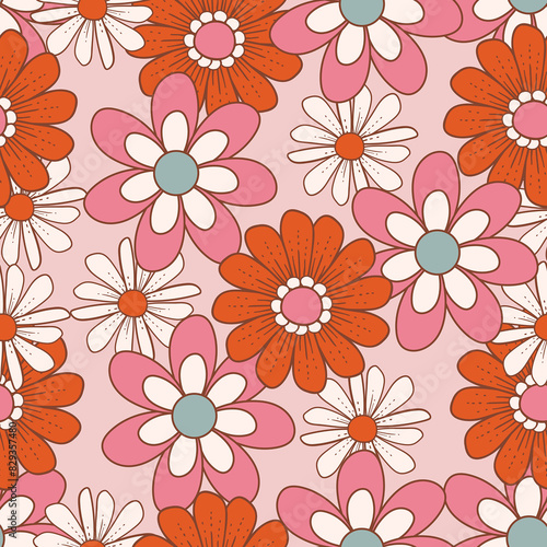 Retro flower seamless pattern