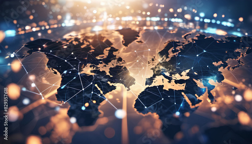 Digital planet. world map background