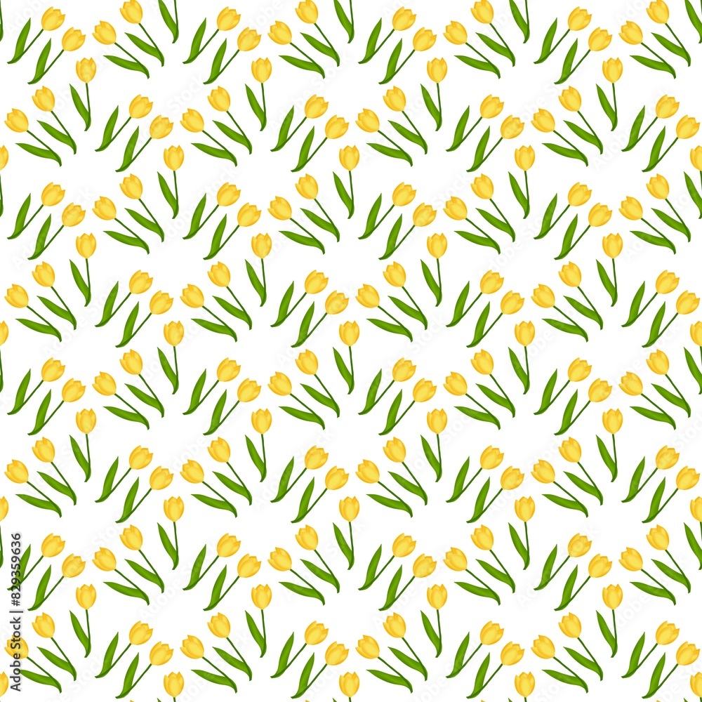 Fototapeta premium Seamless yellow tulip pattern