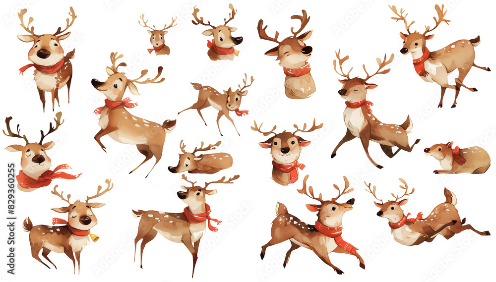 Fototapeta premium reindeer &nbsp;watercolor illustration clipart 