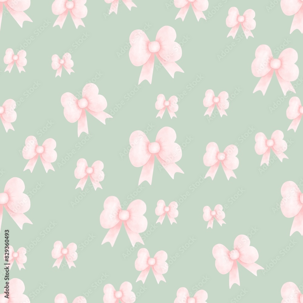 Seamless pink bow pattern
