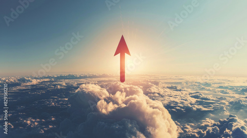 Arrow pierces through the vast expanse of the sky, pointing towards infinite possibilities. photo