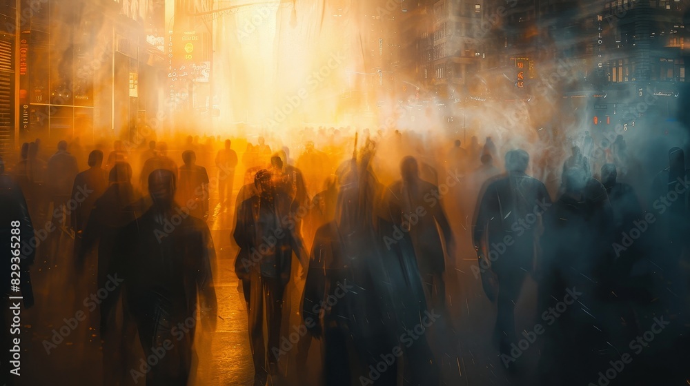 A hustle of city life and anonymity A hustle of city life and anonymity