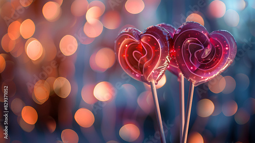 Heart shaped lollipops a sweet treat ,generative ai photo