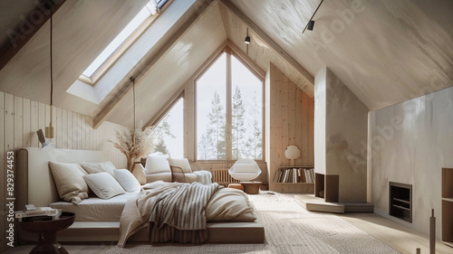 Scandinavian-inspired home with ample skylights and cozy yet modern interiors.