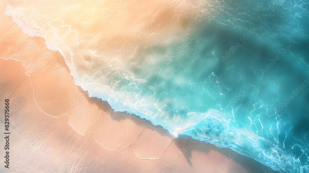 Obraz premium Aerial View of Serene Ocean Waves on Beach