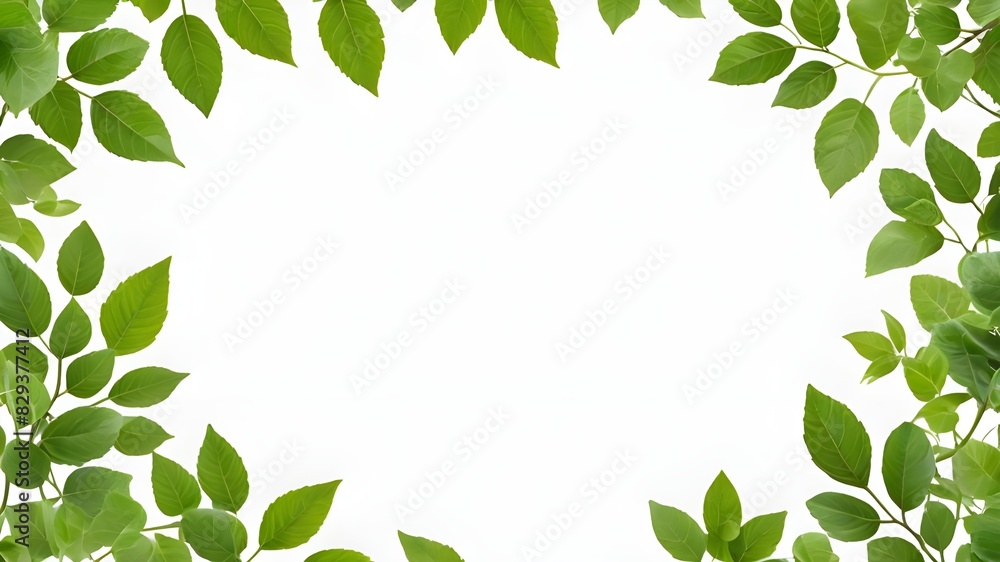 green leaves frame isolated on transparent background cutout green leaves frame isolated on transparent background cutout